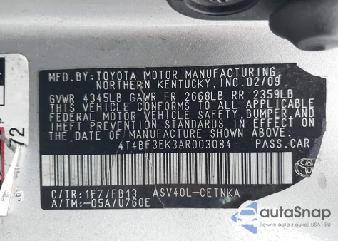 2010 Toyota Camry Le from USA, damaged, VIN 4T4BF3EK3AR003084